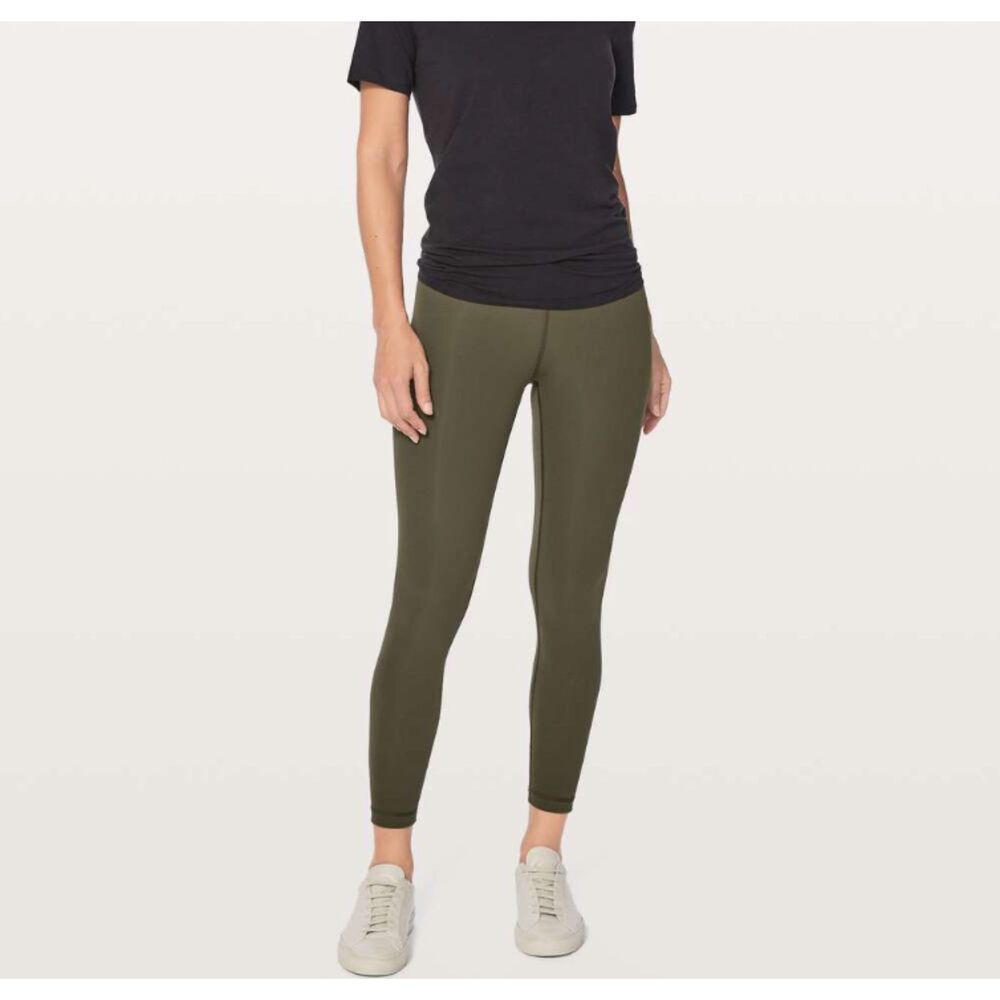 Women Lululemon Wunder Under Hi-Rise Full-On Luxtreme 25" Dark Olive Size 6